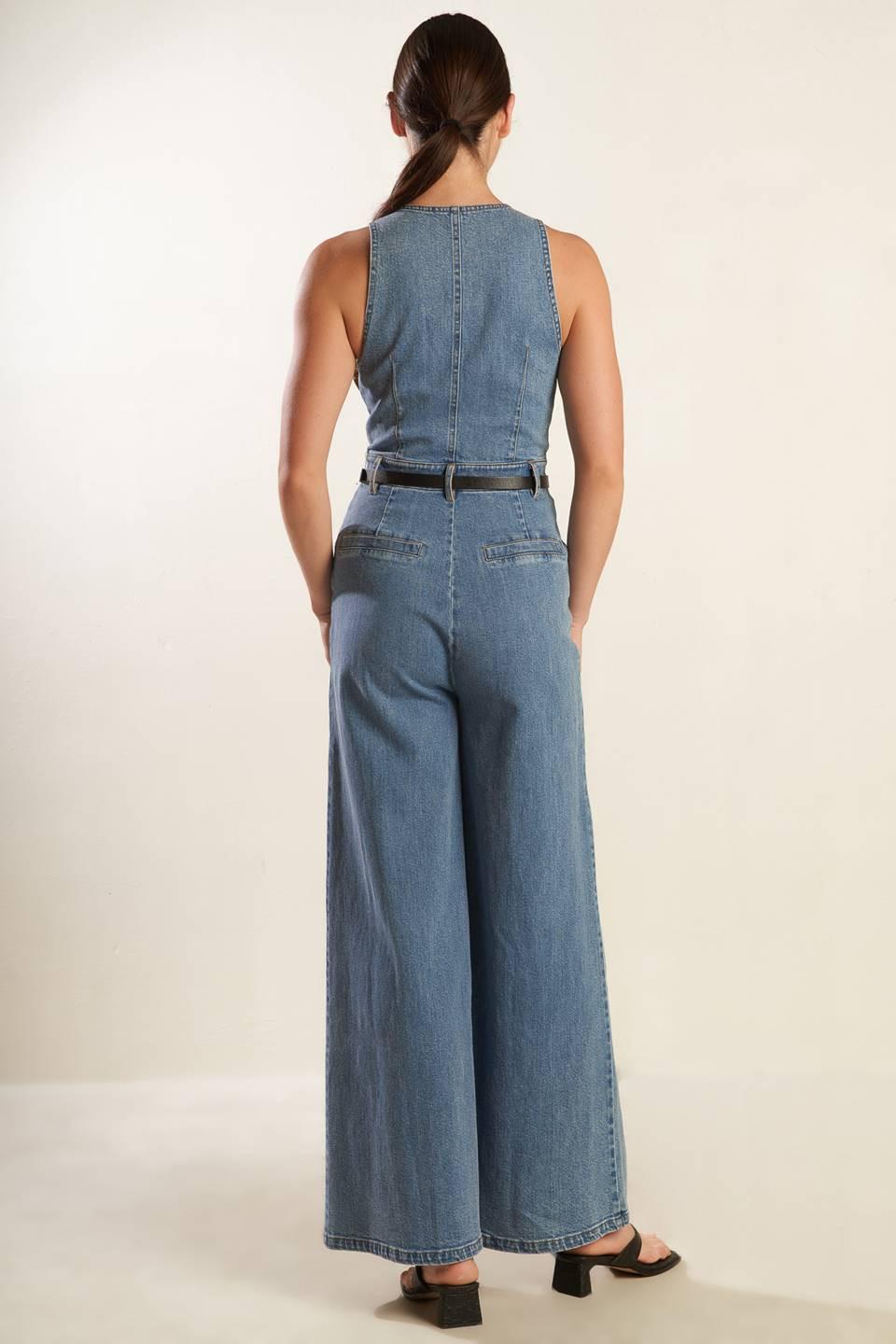 Beautiful Things Denim Jumpsuit, view 3 — Soul Flow Apparel