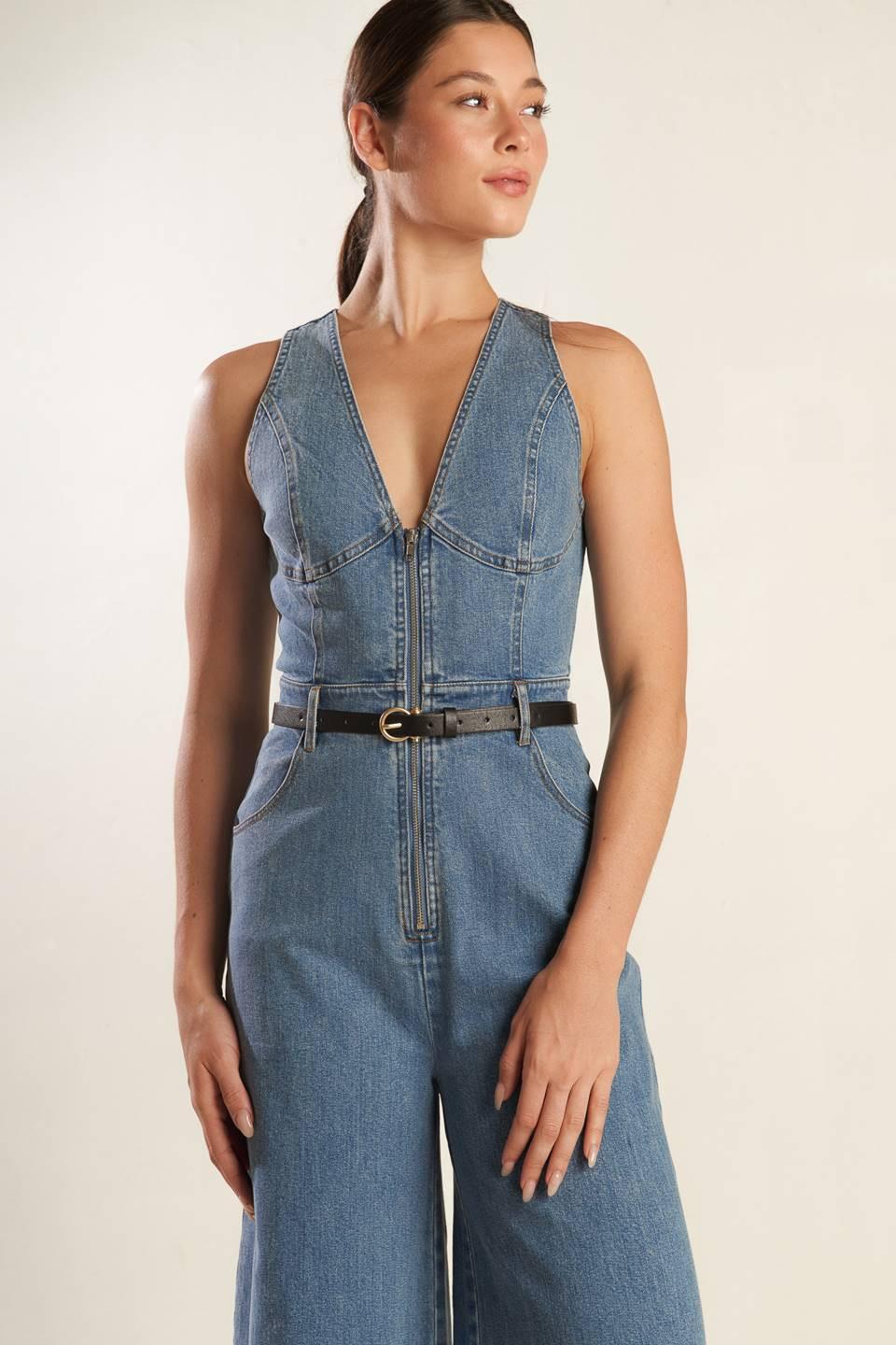 Beautiful Things Denim Jumpsuit, view 4 — Soul Flow Apparel