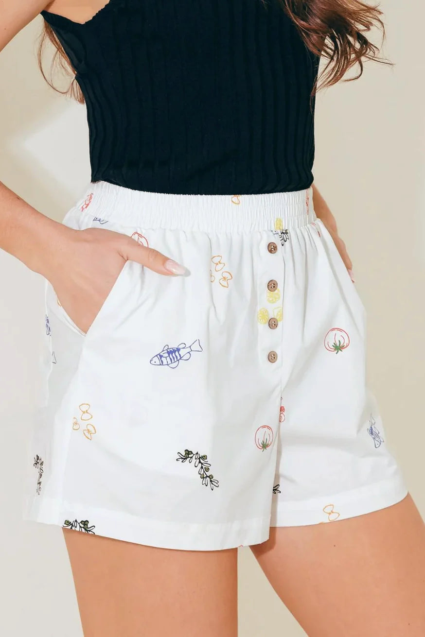 After Hours White Woven Shorts, view 4 — Soul Flow Apparel