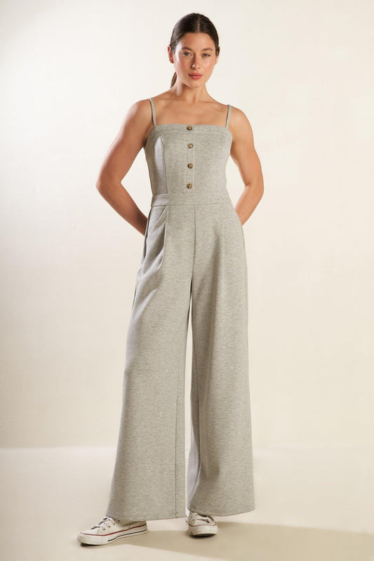 The Secret of Us Knit Jumpsuit in h.grey, view 2 — Soul Flow Apparel