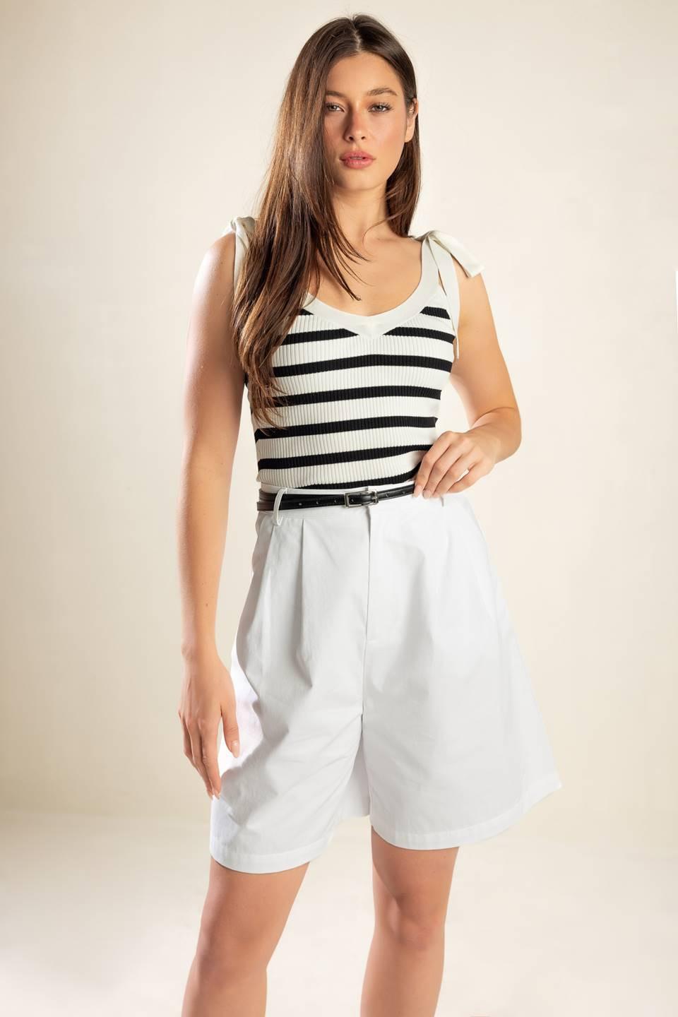 City Strolls Woven Bermuda Shorts in white, view 4 — Soul Flow Apparel