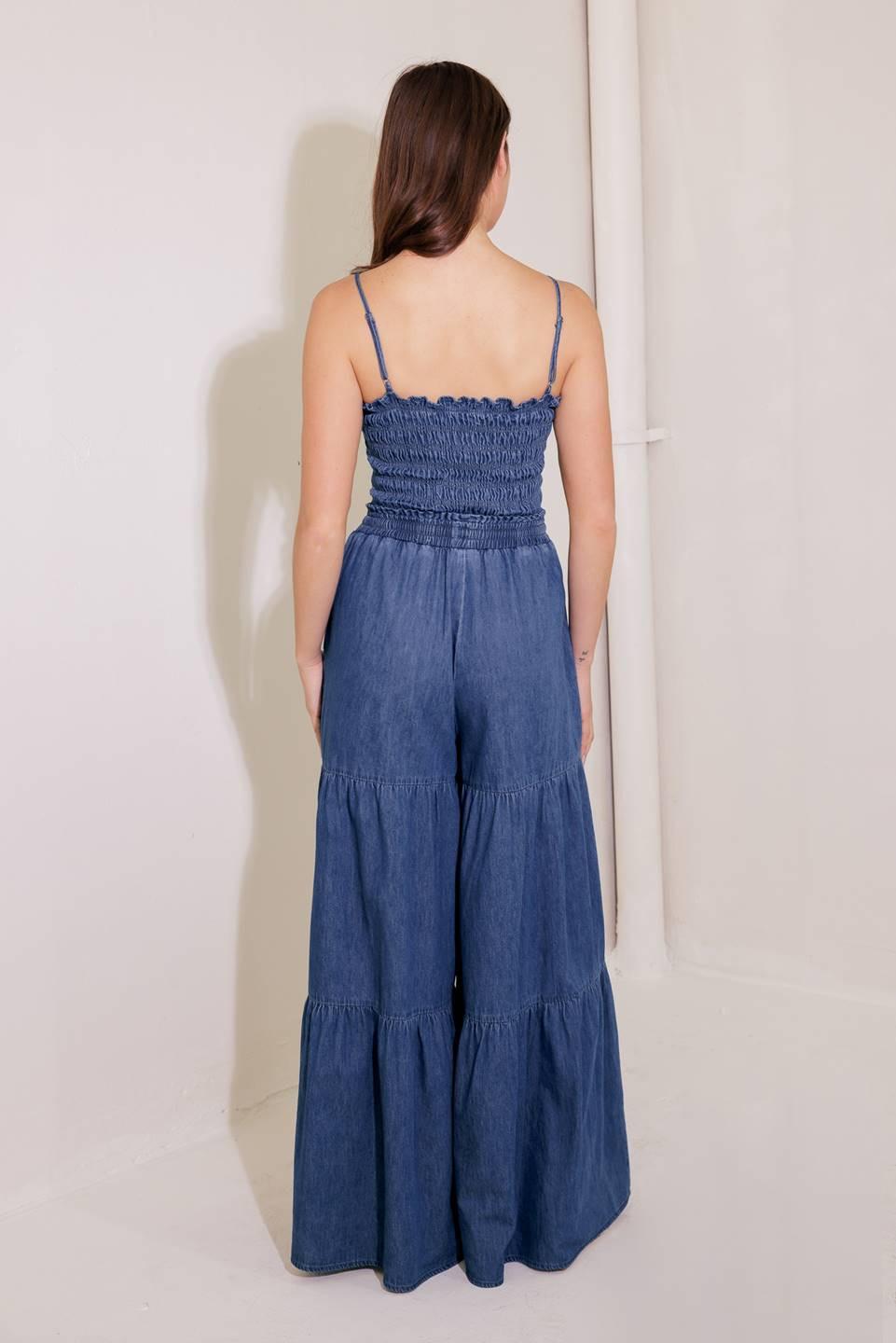 Feeling Free Indigo Denim Jumpsuit, view 7 — Soul Flow Apparel