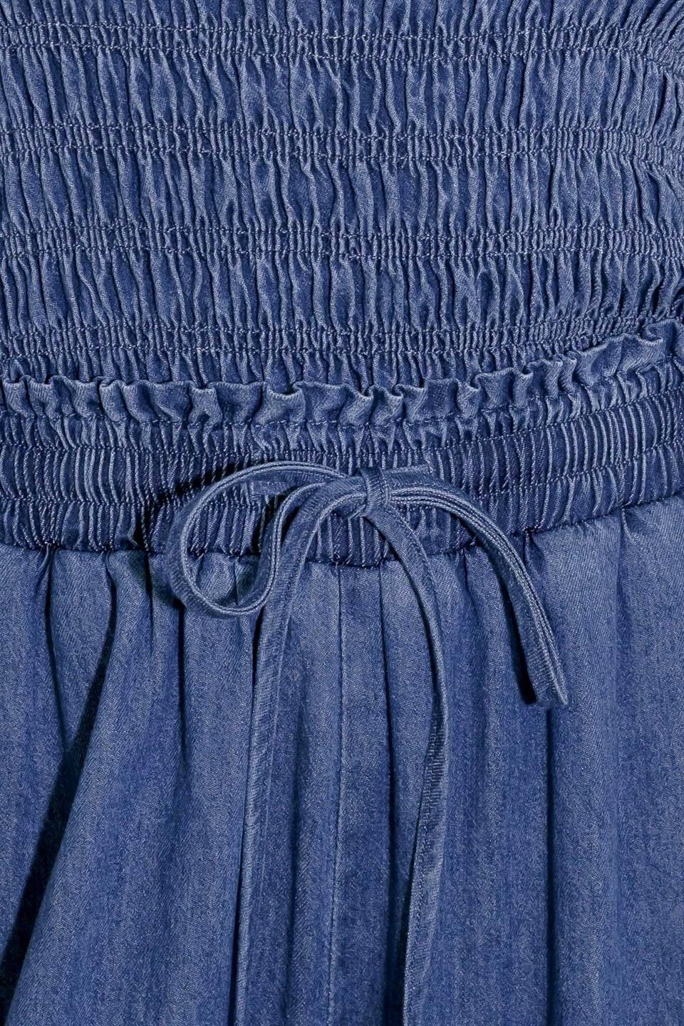 Feeling Free Indigo Denim Jumpsuit, fabric swatch — Soul Flow Apparel