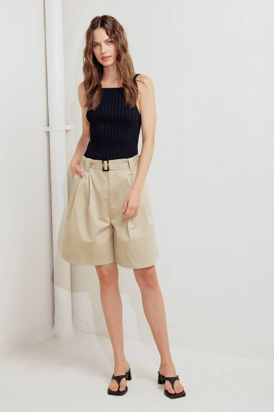 Modern Voyager Woven Bermuda Short in taupe, view 6 — Soul Flow Apparel