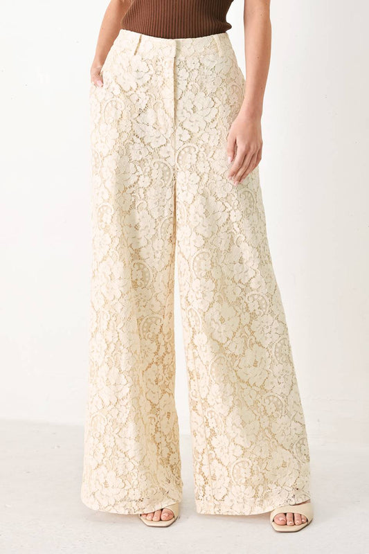 Delicate Beauty Woven Lace Pants in light peach, view 6 — Soul Flow Apparel