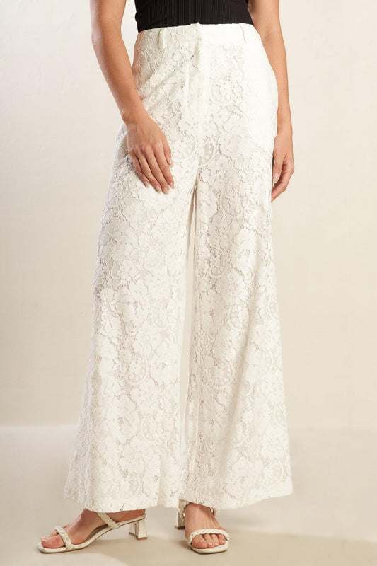 We Trust You Woven Lace Pants in white, view 1 — Soul Flow Apparel