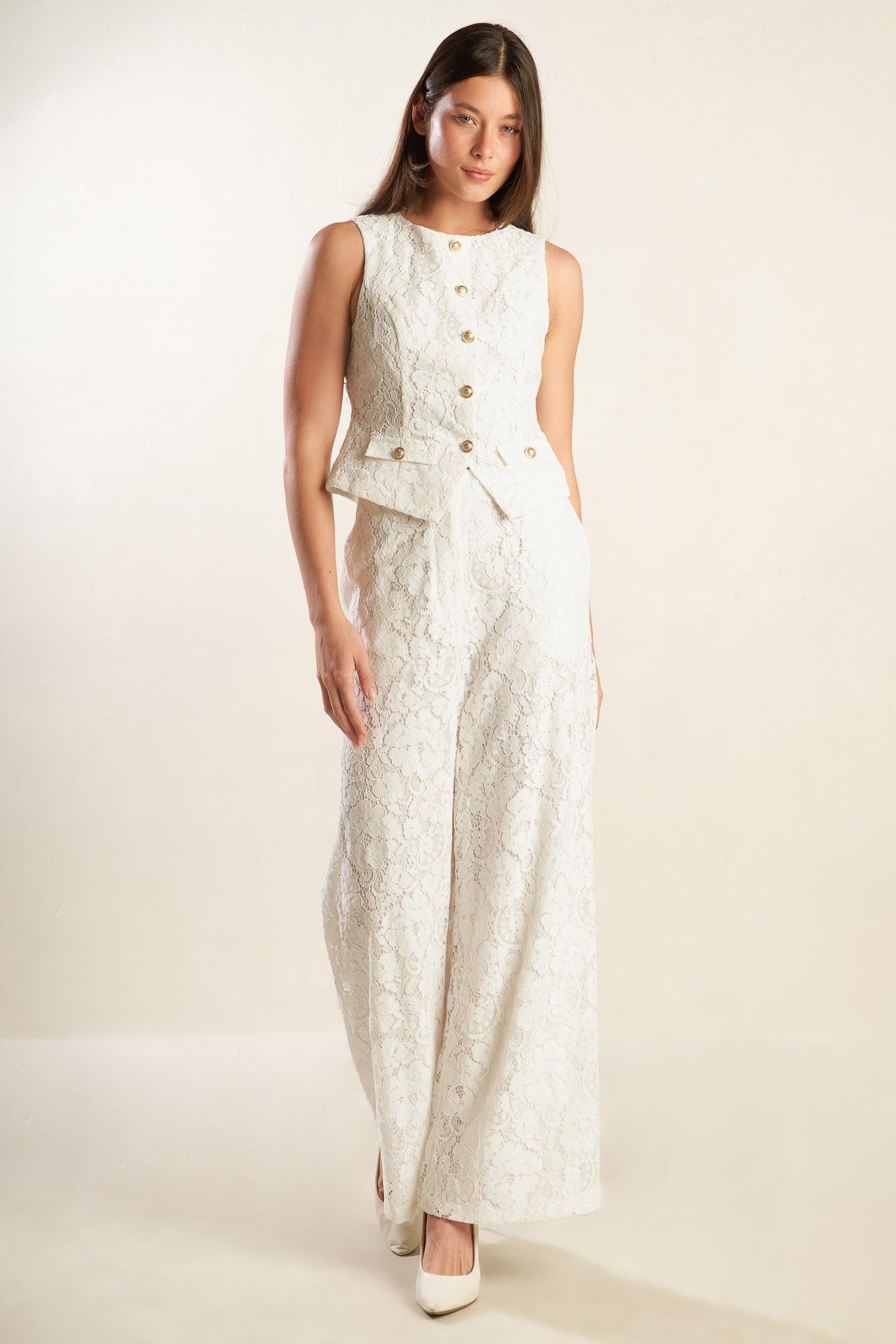 We Trust You Woven Lace Pants in white, view 2 — Soul Flow Apparel