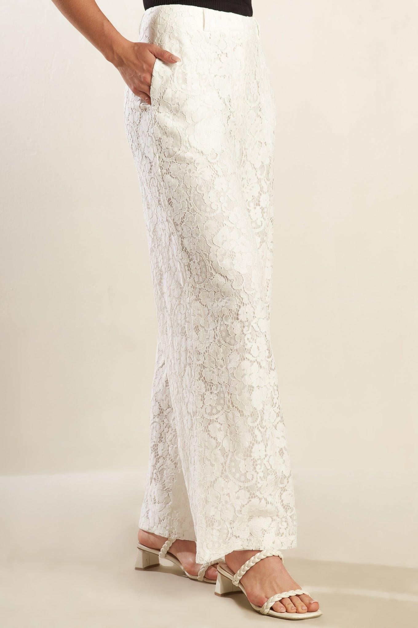 We Trust You Woven Lace Pants in white, view 3 — Soul Flow Apparel