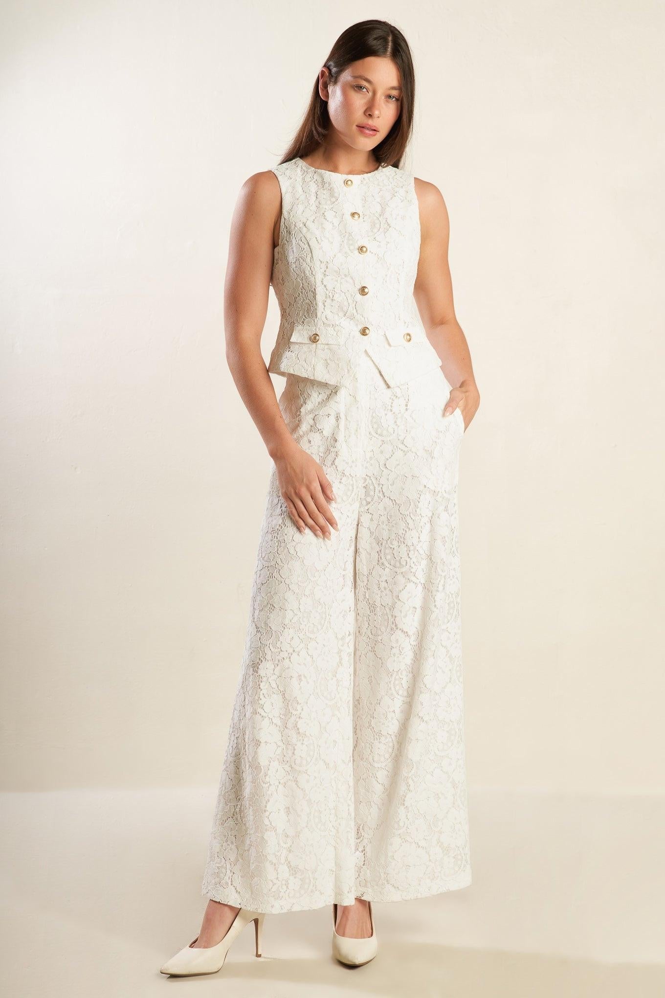 We Trust You Woven Lace Pants in white, view 5 — Soul Flow Apparel