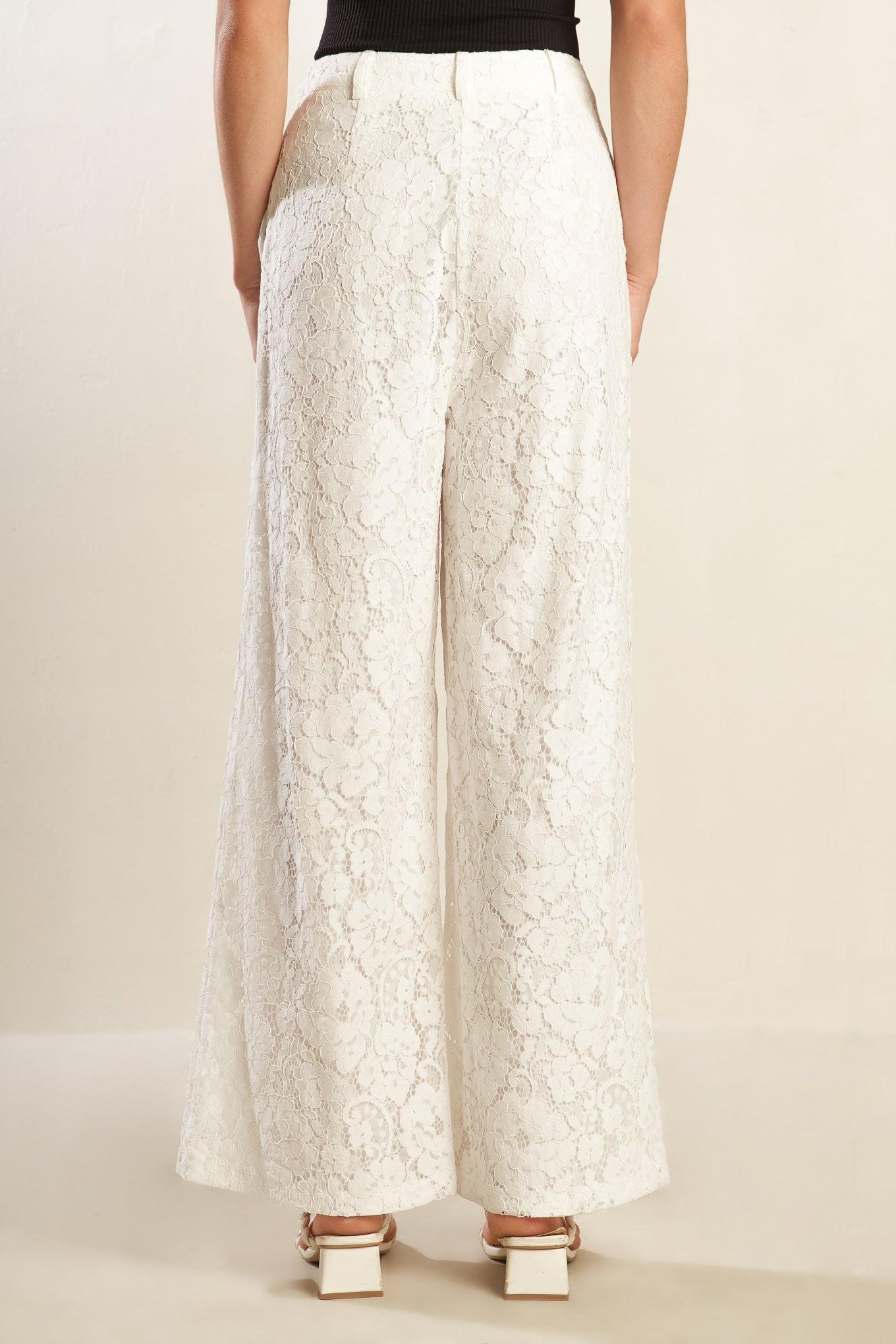 We Trust You Woven Lace Pants in white, view 6 — Soul Flow Apparel