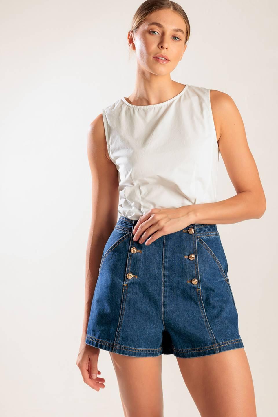 Drive-In Movie Denim Short in indigo, view 5 — Soul Flow Apparel