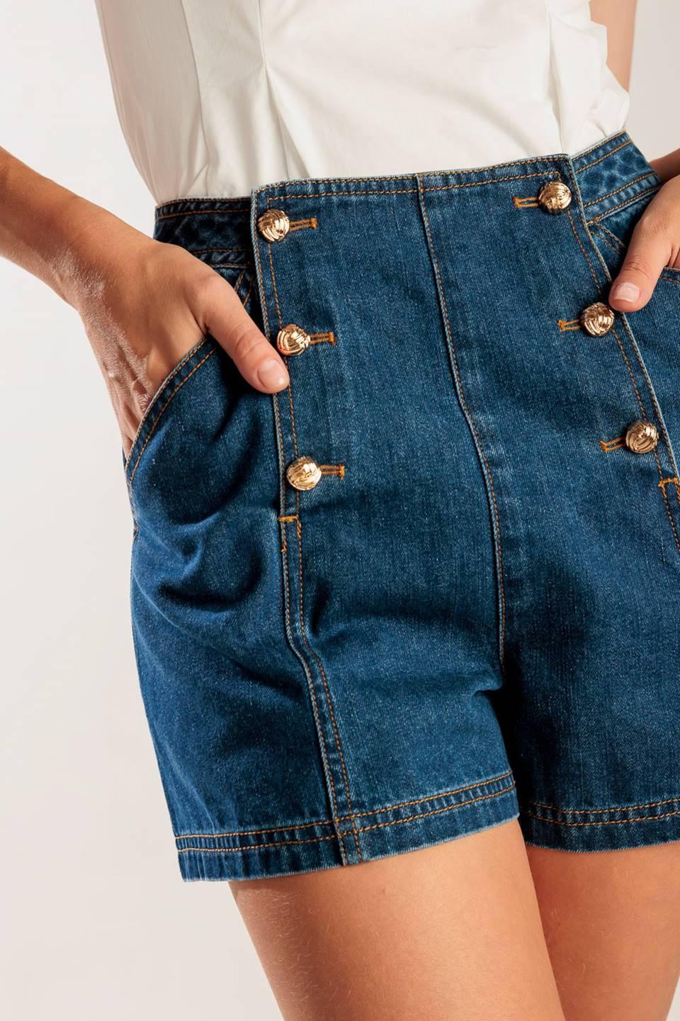 Drive-In Movie Denim Short in indigo, view 6 — Soul Flow Apparel
