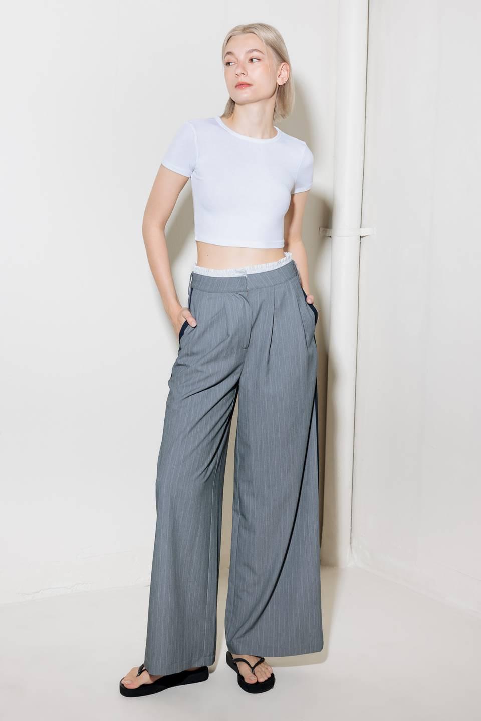 Smile Bright in Grey Woven Pants, view 4 — Soul Flow Apparel