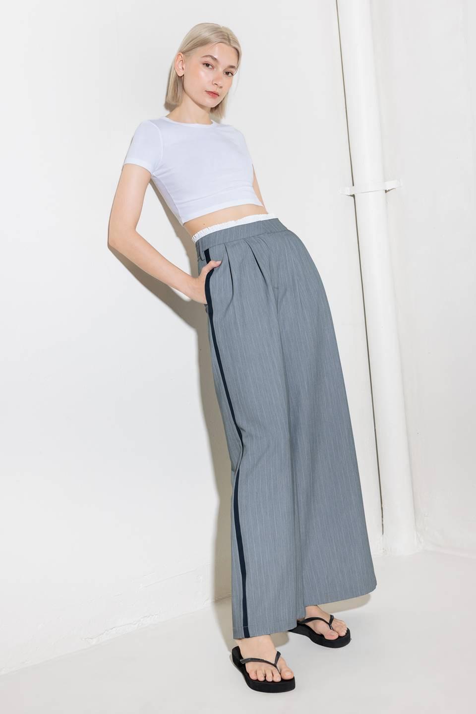 Smile Bright in Grey Woven Pants, view 6 — Soul Flow Apparel