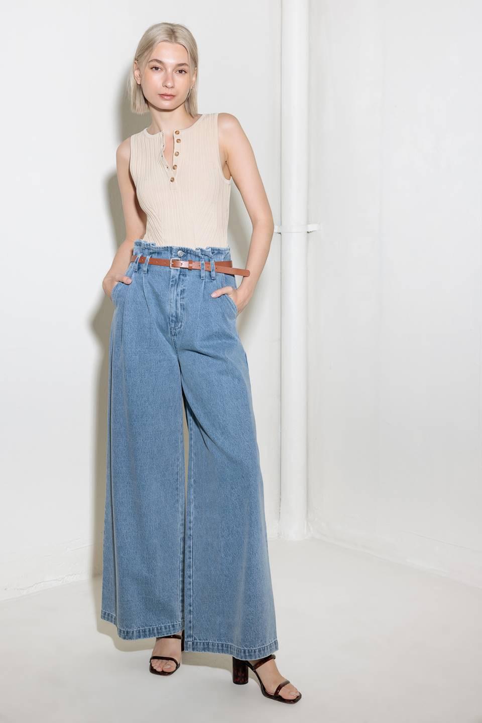 Kissed By Sunlight Denim Pants in light, view 1 — Soul Flow Apparel