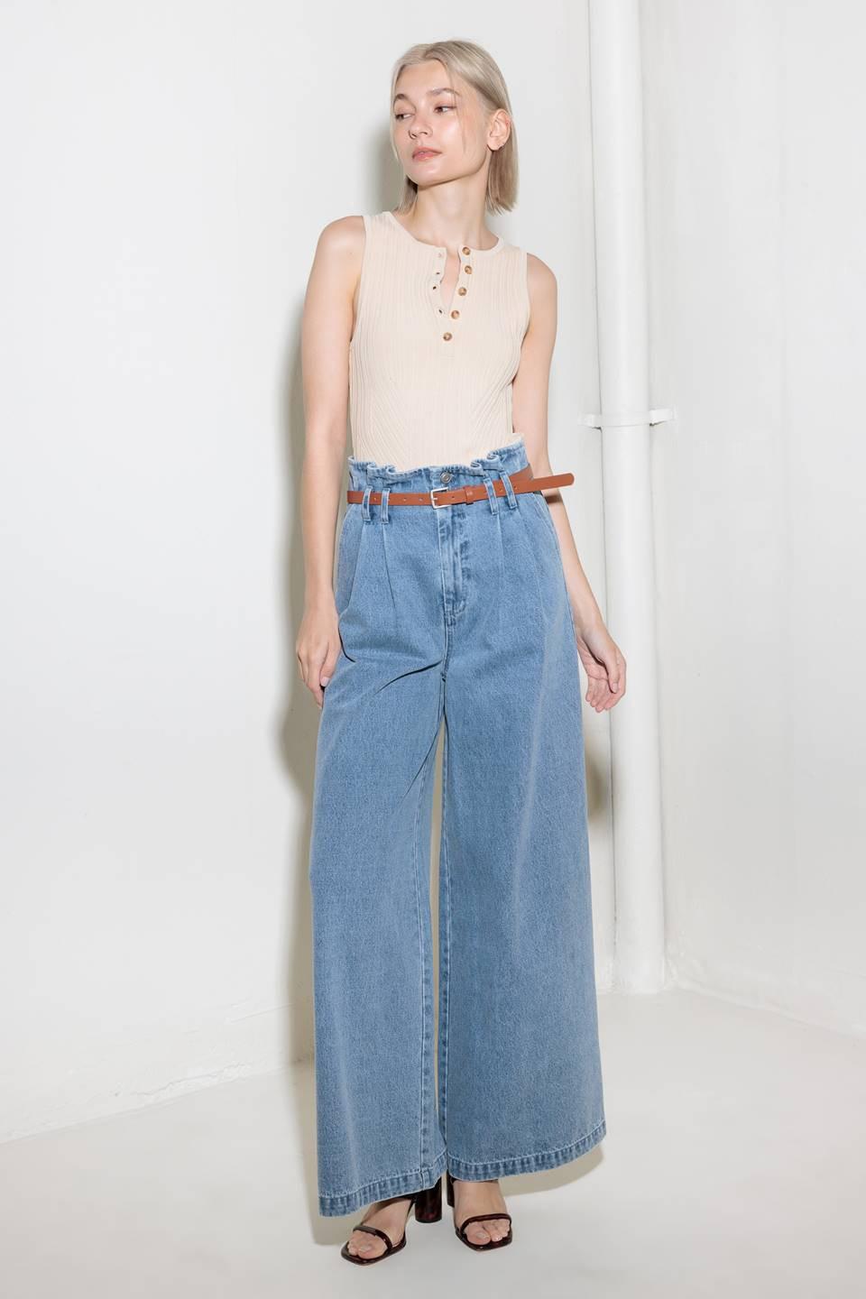 Kissed By Sunlight Denim Pants in light, view 4 — Soul Flow Apparel
