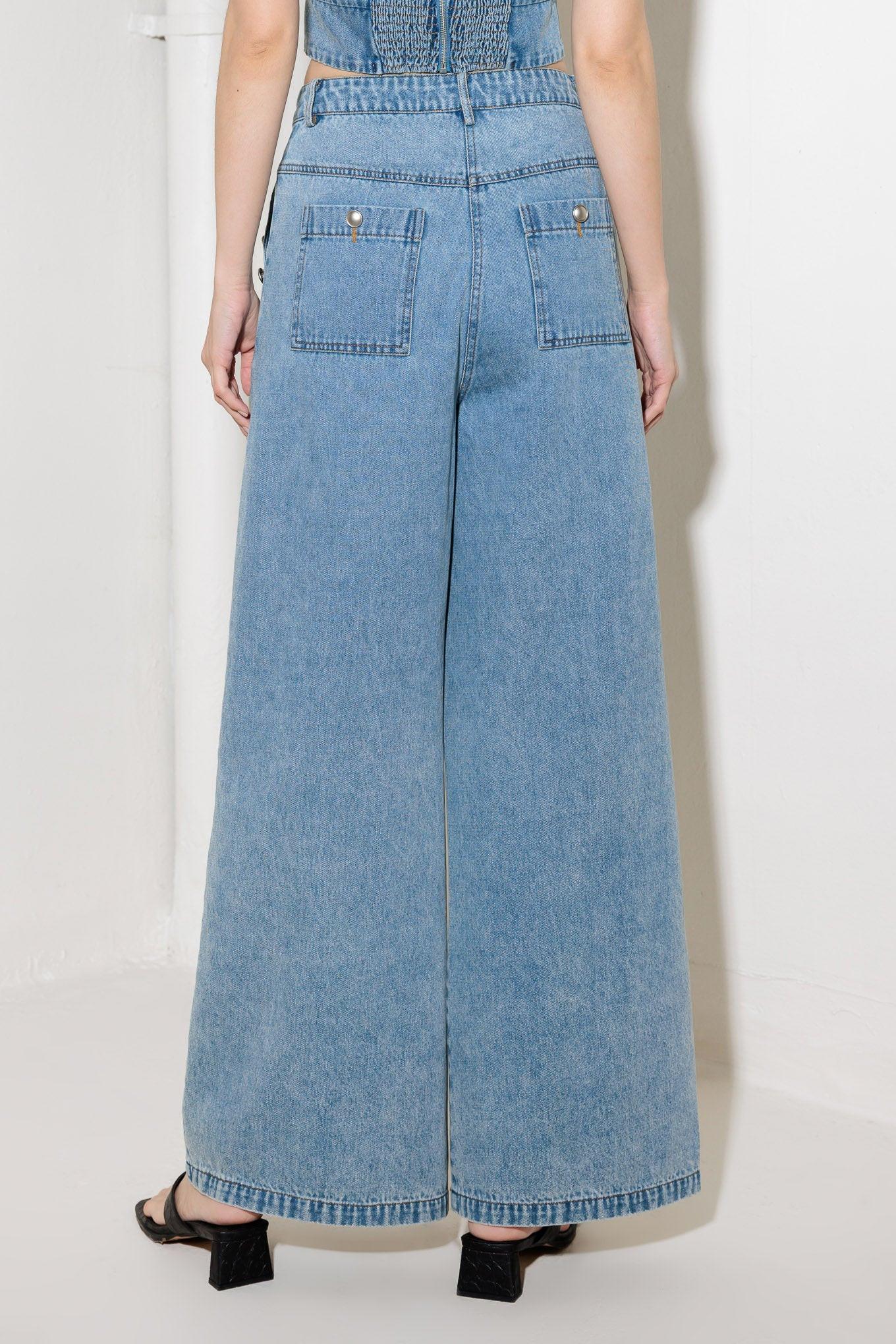 Ever So Sweet Denim Pants in light indigo, view 6 — Soul Flow Apparel