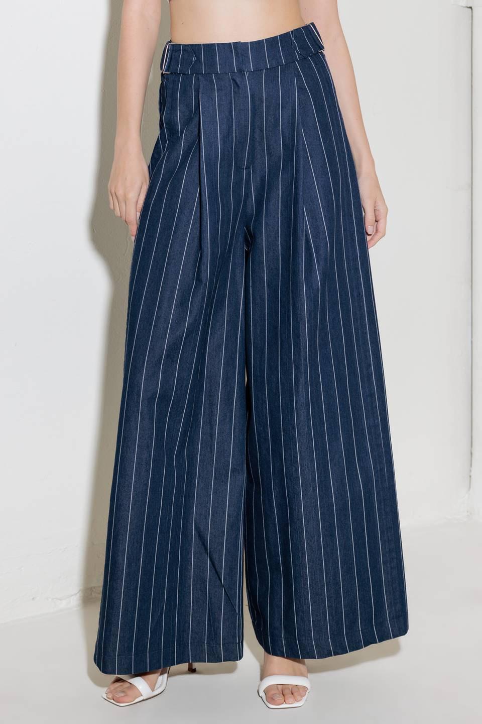 Hold Joy in Indigo Woven Pants in denim white, view 2 — Soul Flow Apparel