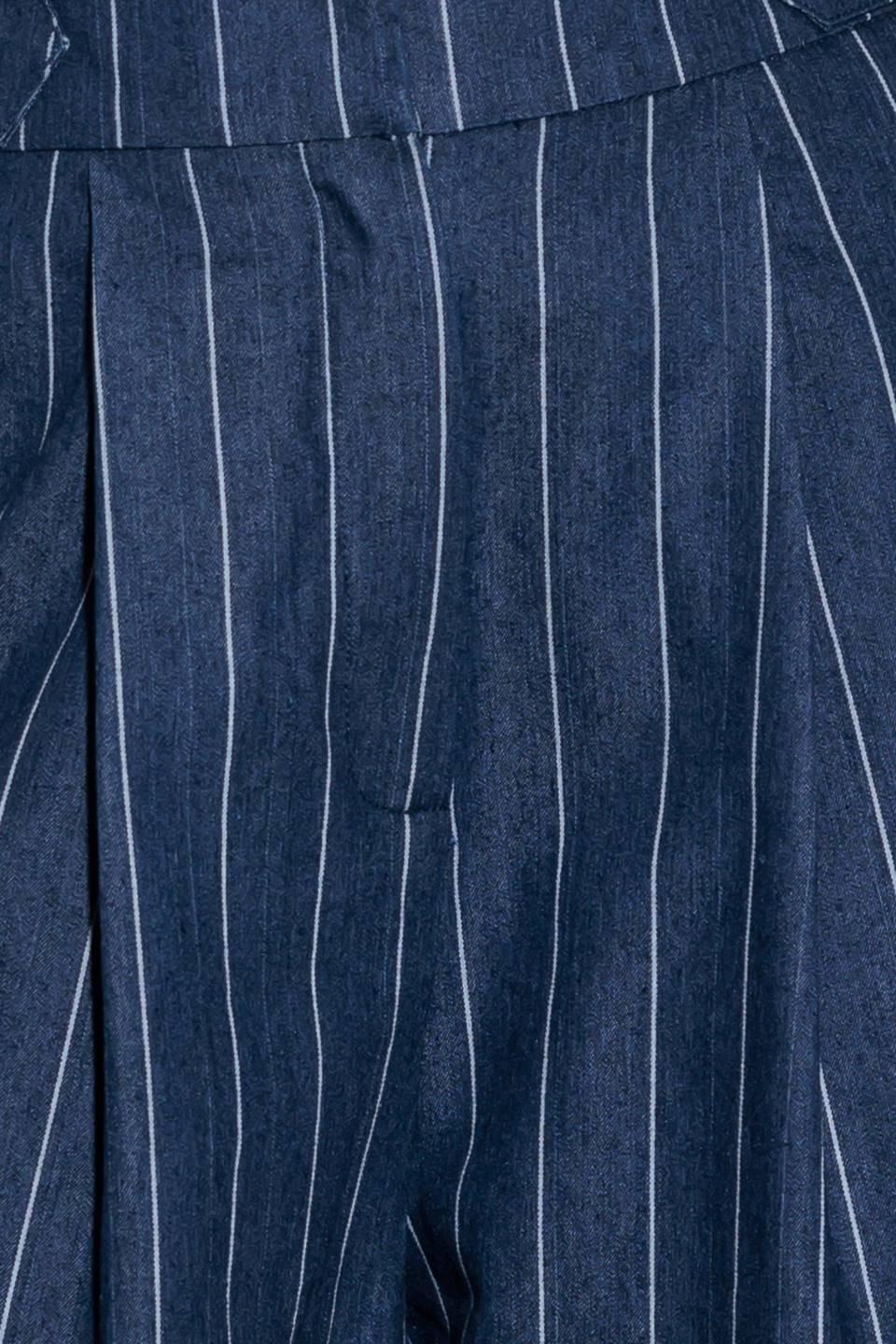 Hold Joy in Indigo Woven Pants in denim white, fabric swatch — Soul Flow Apparel