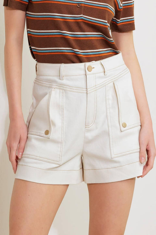 Simply Mine Cream Woven Short, view 1 — Soul Flow Apparel