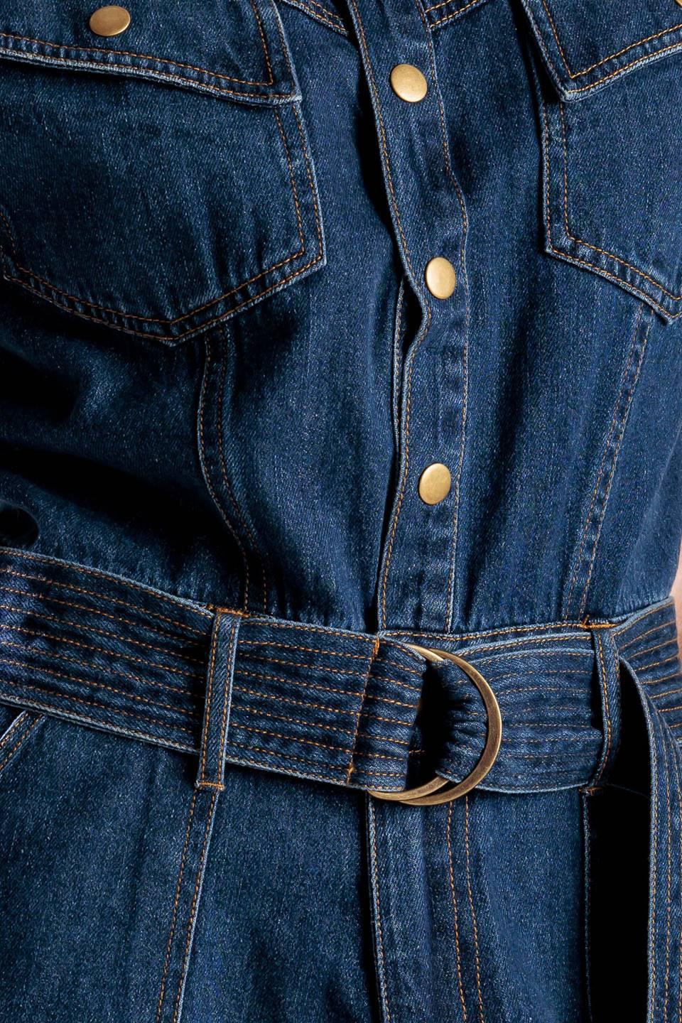 A Little Bit of This Denim Romper in indigo, fabric swatch — Soul Flow Apparel