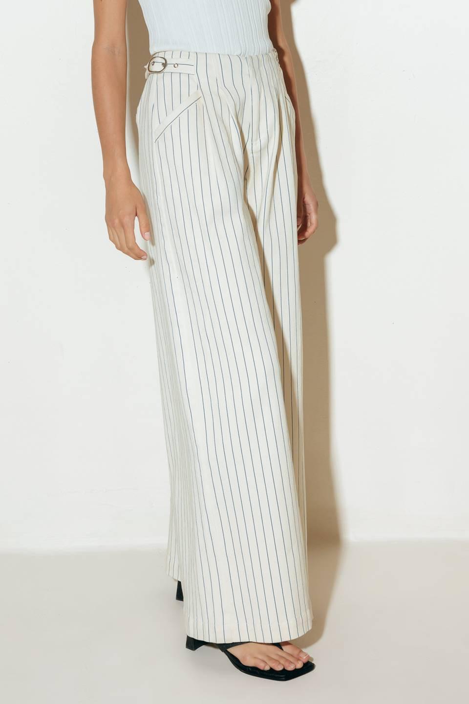 Coffee Run Striped Woven Pants in cream blue, view 4 — Soul Flow Apparel