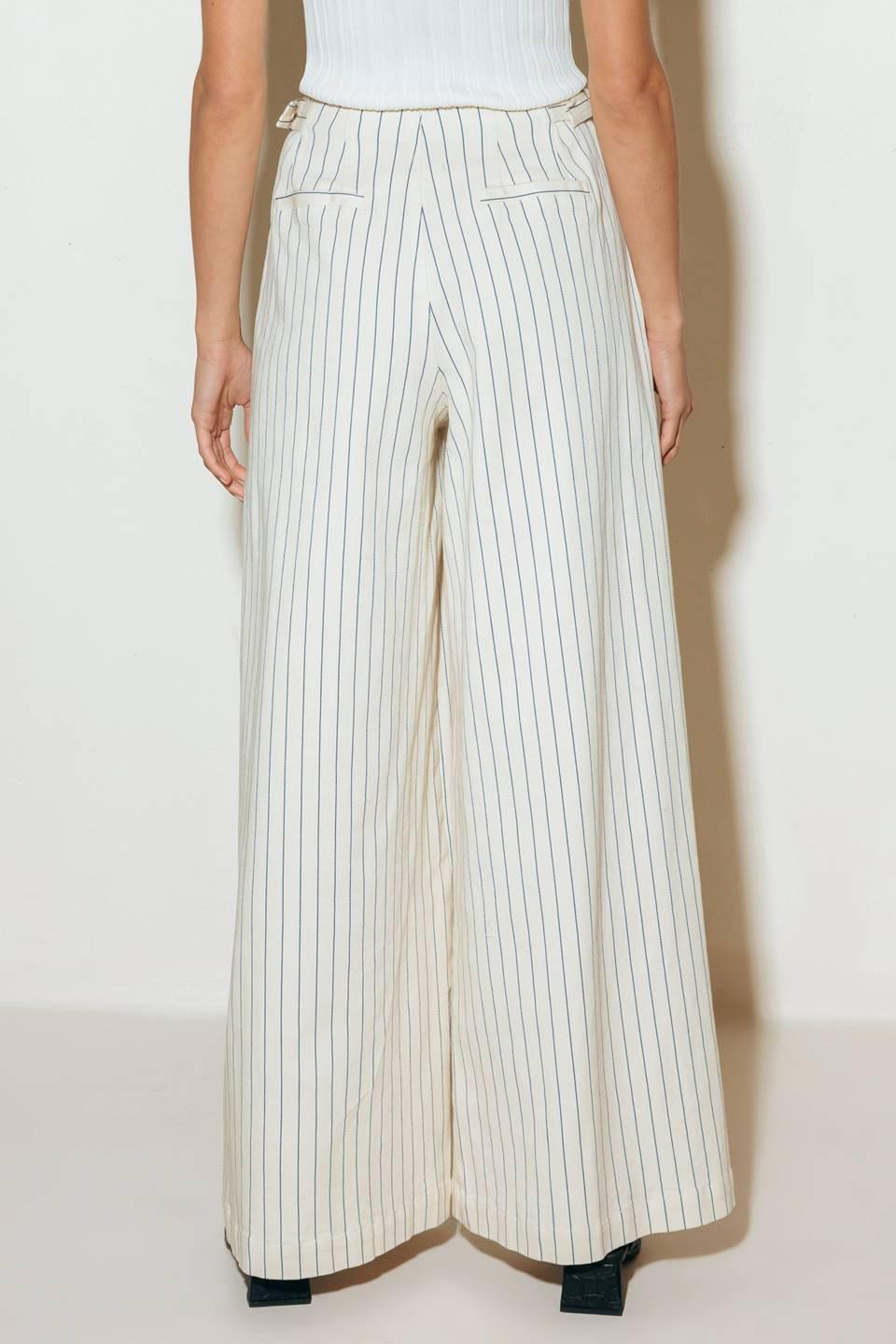 Coffee Run Striped Woven Pants in cream blue, view 6 — Soul Flow Apparel