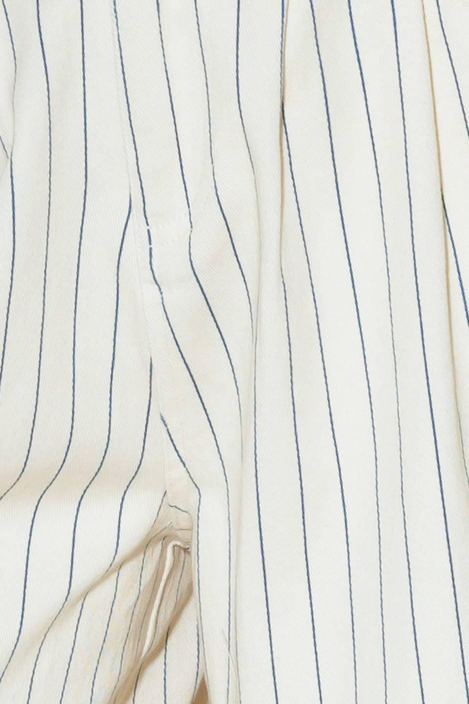 Coffee Run Striped Woven Pants in cream blue, fabric swatch — Soul Flow Apparel