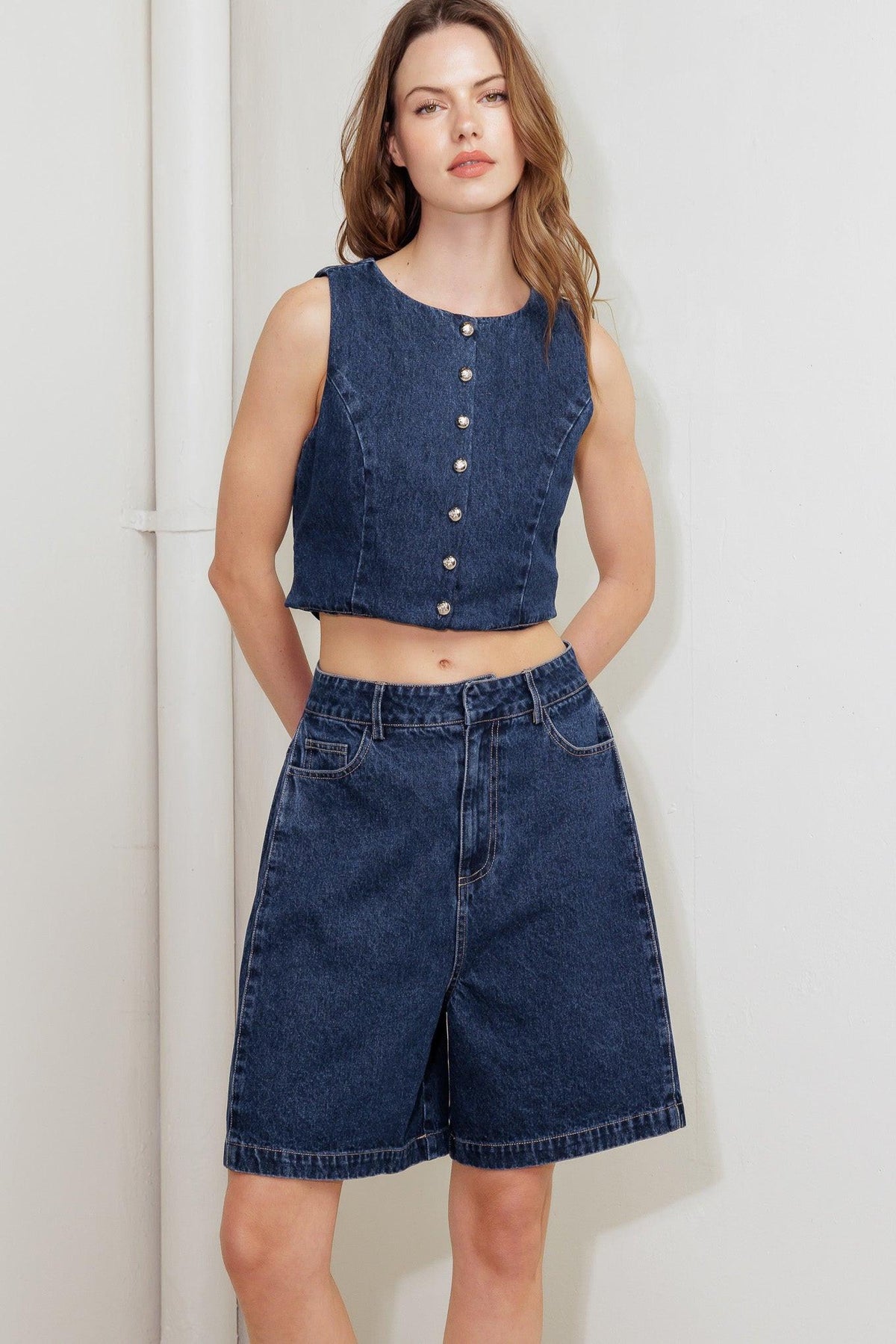 Coffee Petal Denim Short, view 1 — Soul Flow Apparel