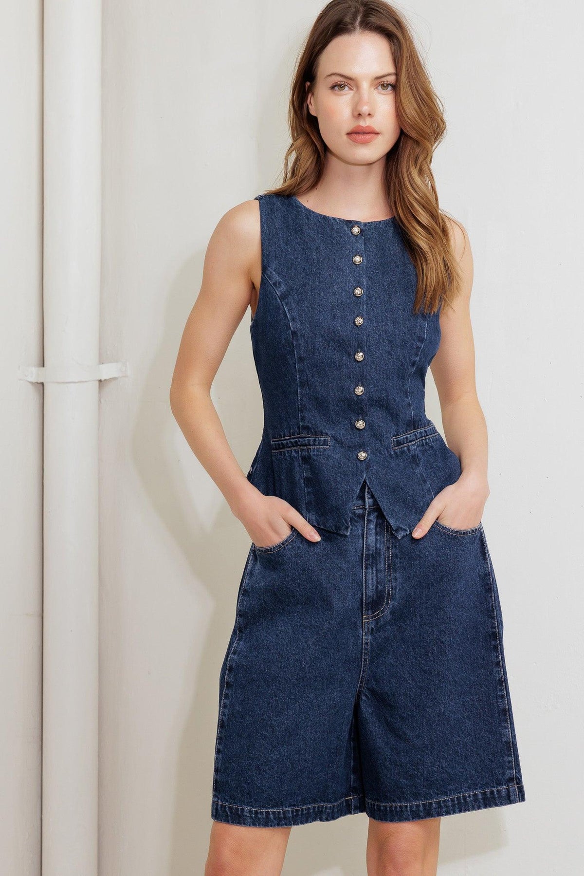 Coffee Petal Denim Short, view 6 — Soul Flow Apparel