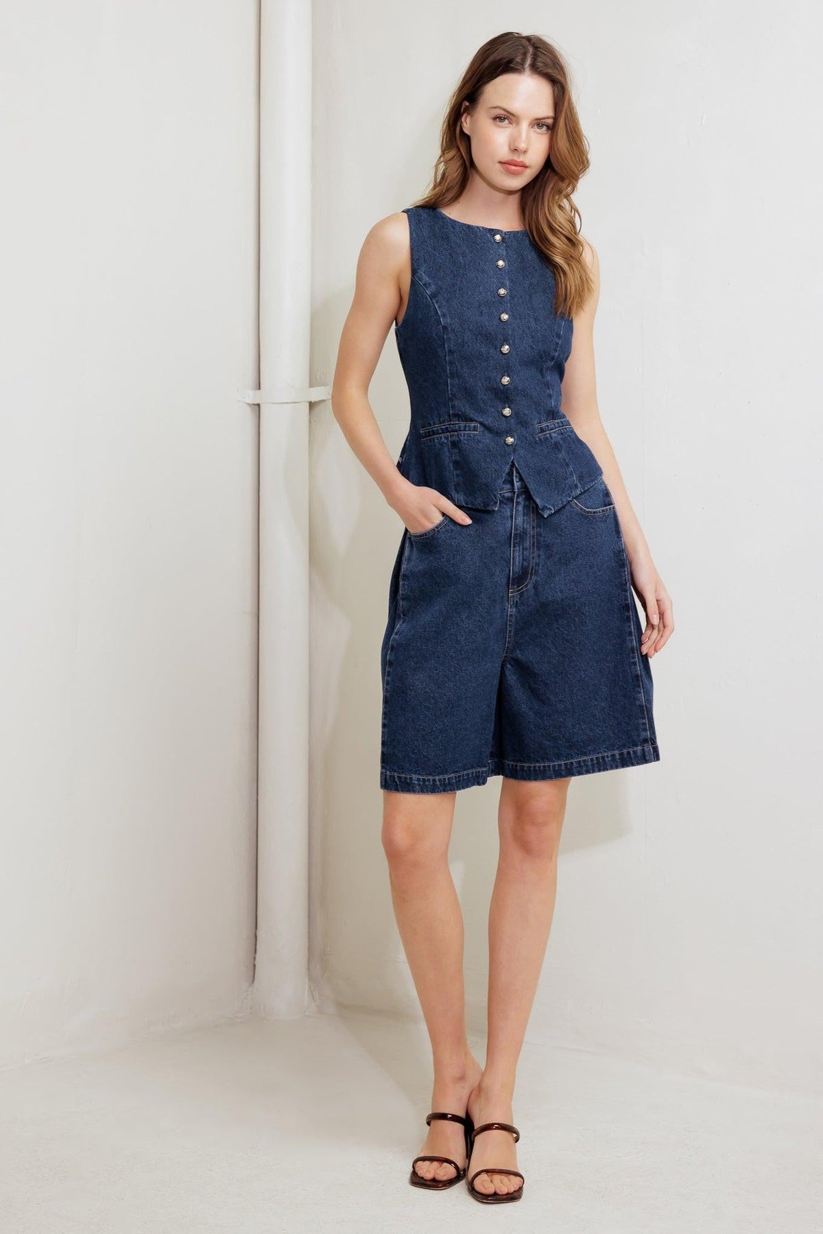 Coffee Petal Denim Short, view 7 — Soul Flow Apparel