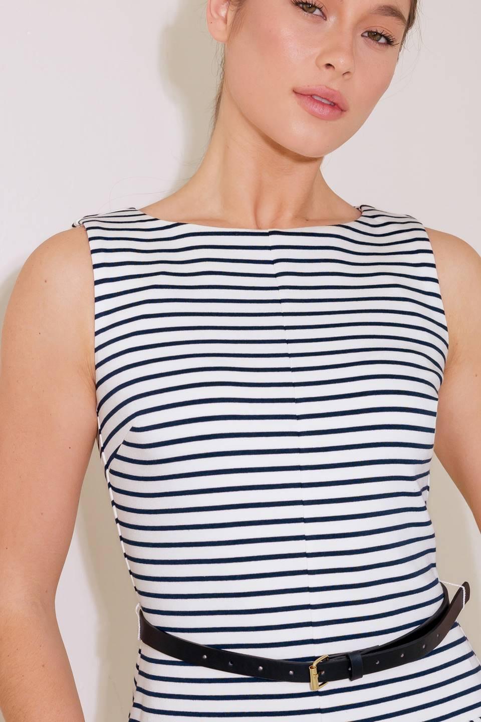 A Precious Lift Navy Knit Romper in white, view 3 — Soul Flow Apparel