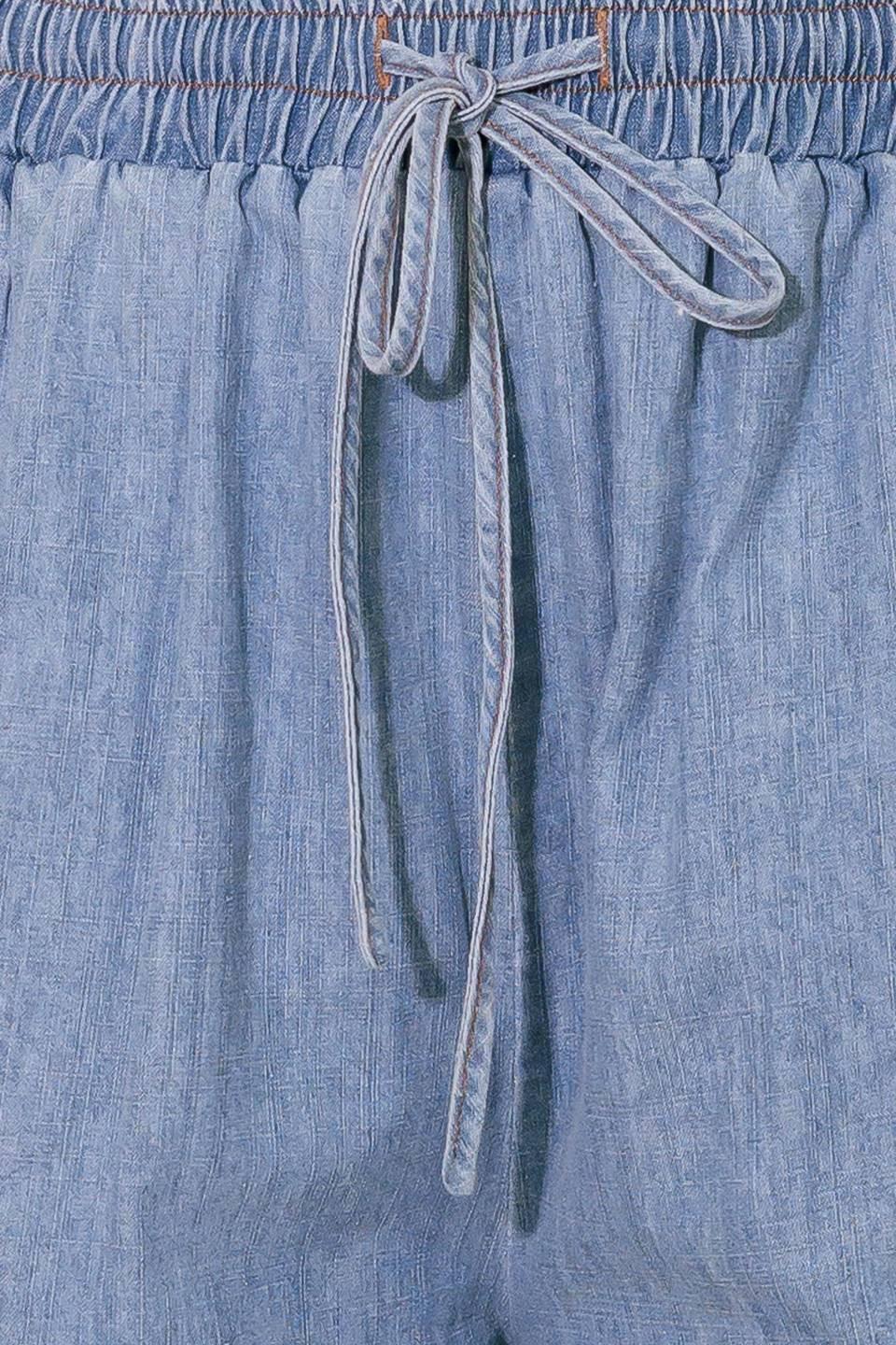 Riverside Sips Light Indigo Chambray Pants, fabric swatch — Soul Flow Apparel