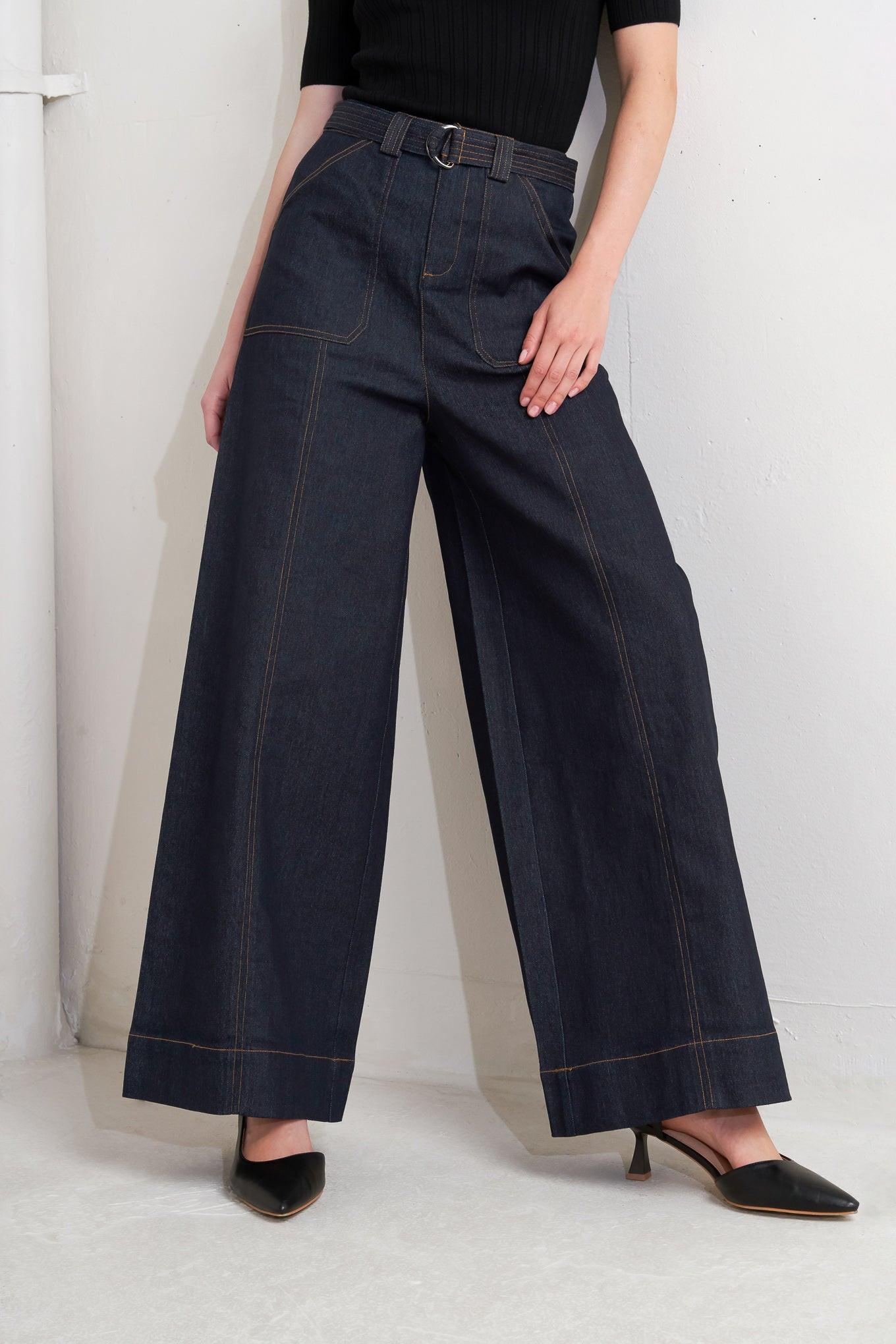 Urban Panel Denim Pants in dark, view 3 — Soul Flow Apparel