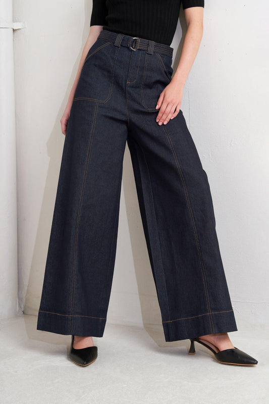 Urban Panel Denim Pants in dark, view 3 — Soul Flow Apparel