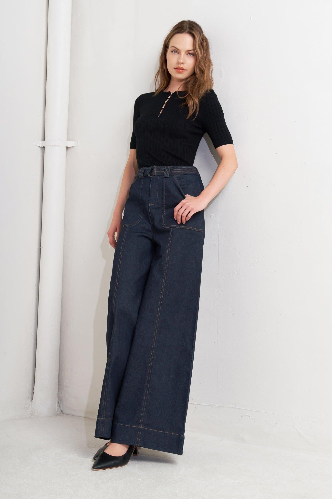 Urban Panel Denim Pants in dark, view 4 — Soul Flow Apparel