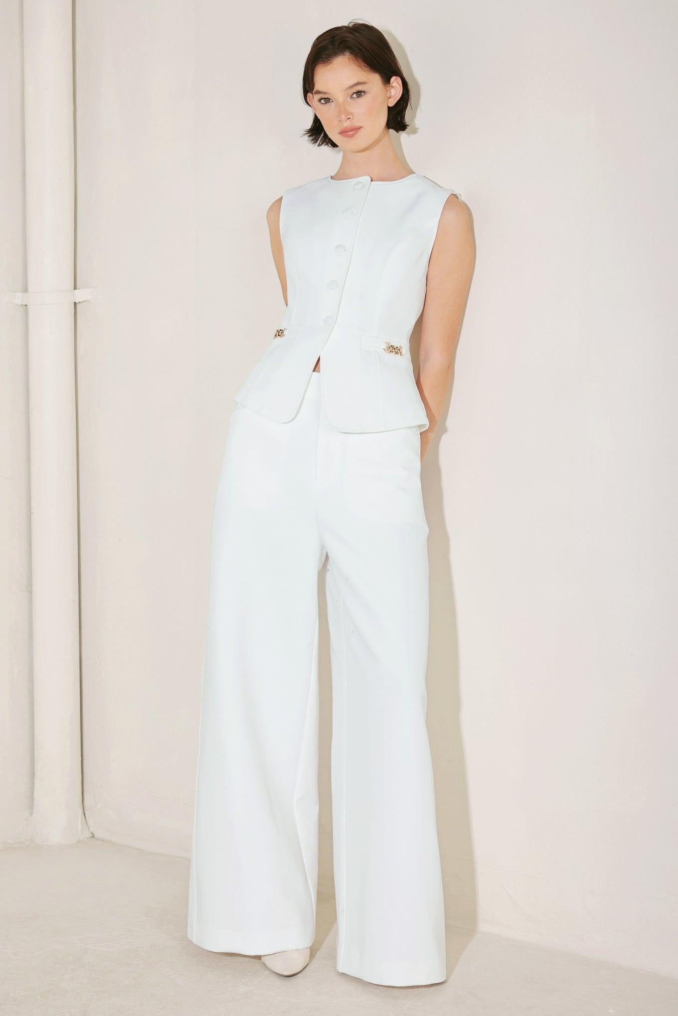 Power Line Theory Woven Pants in off-white, view 2 — Soul Flow Apparel