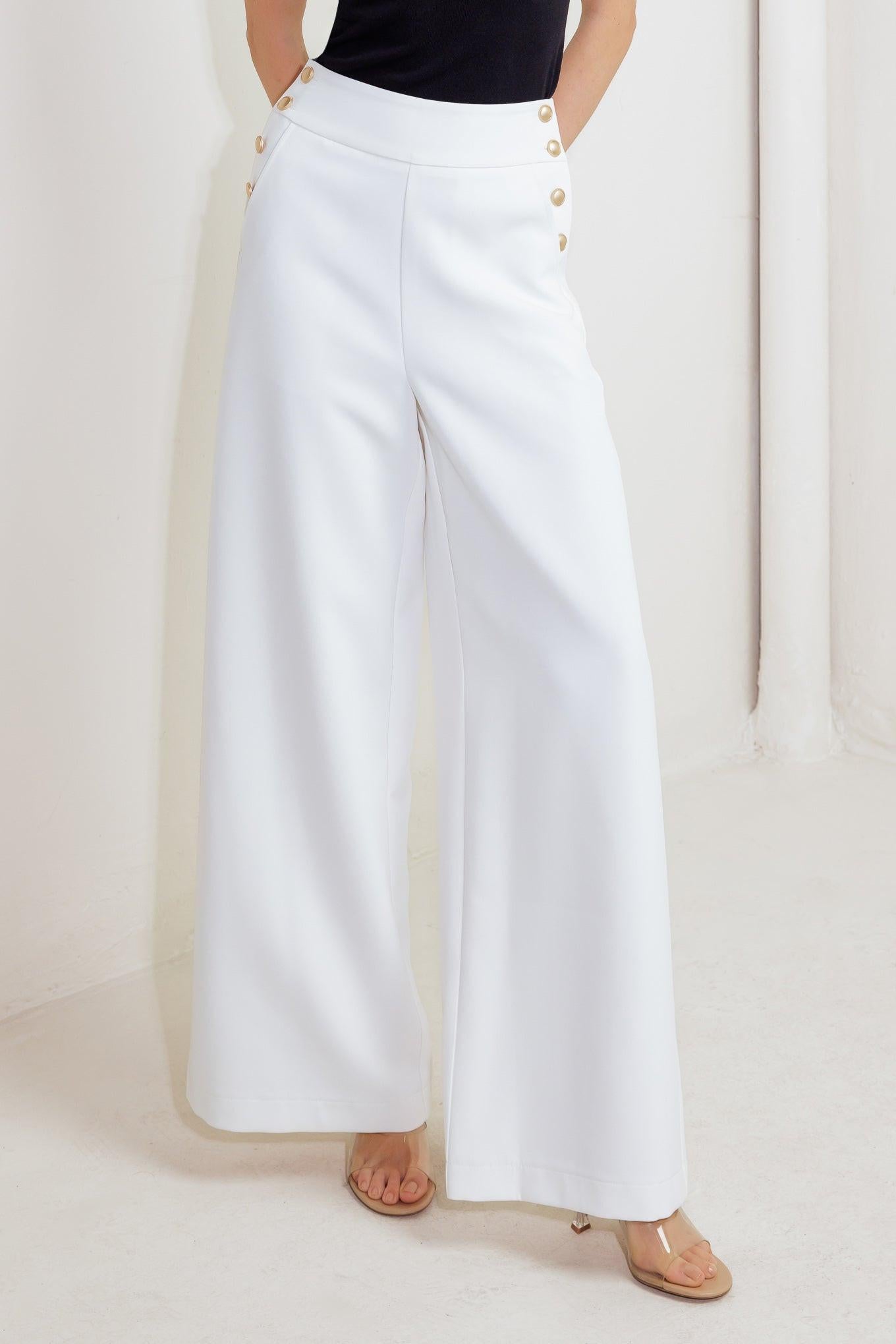 Better Than Ever Woven Pants in off-white, view 1 — Soul Flow Apparel