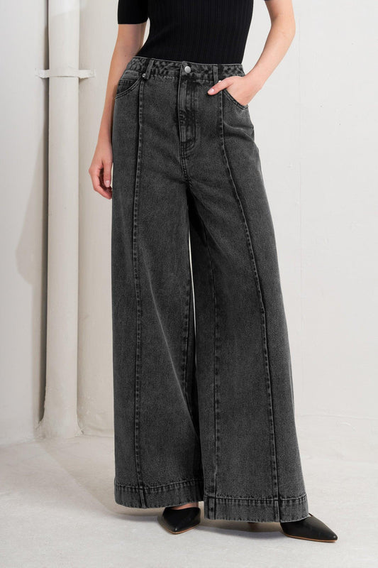 Graphite Muse Denim Pants in black, view 4 — Soul Flow Apparel
