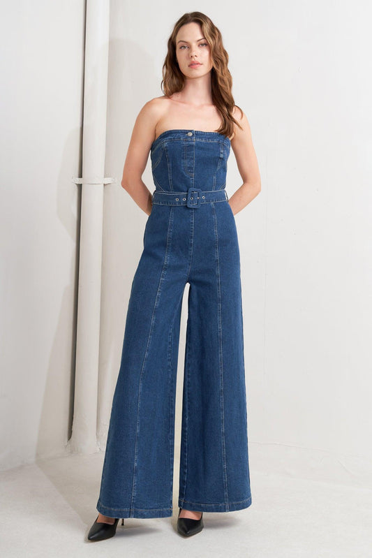 Retro Dive Denim Jumpsuit in medium, view 4 — Soul Flow Apparel