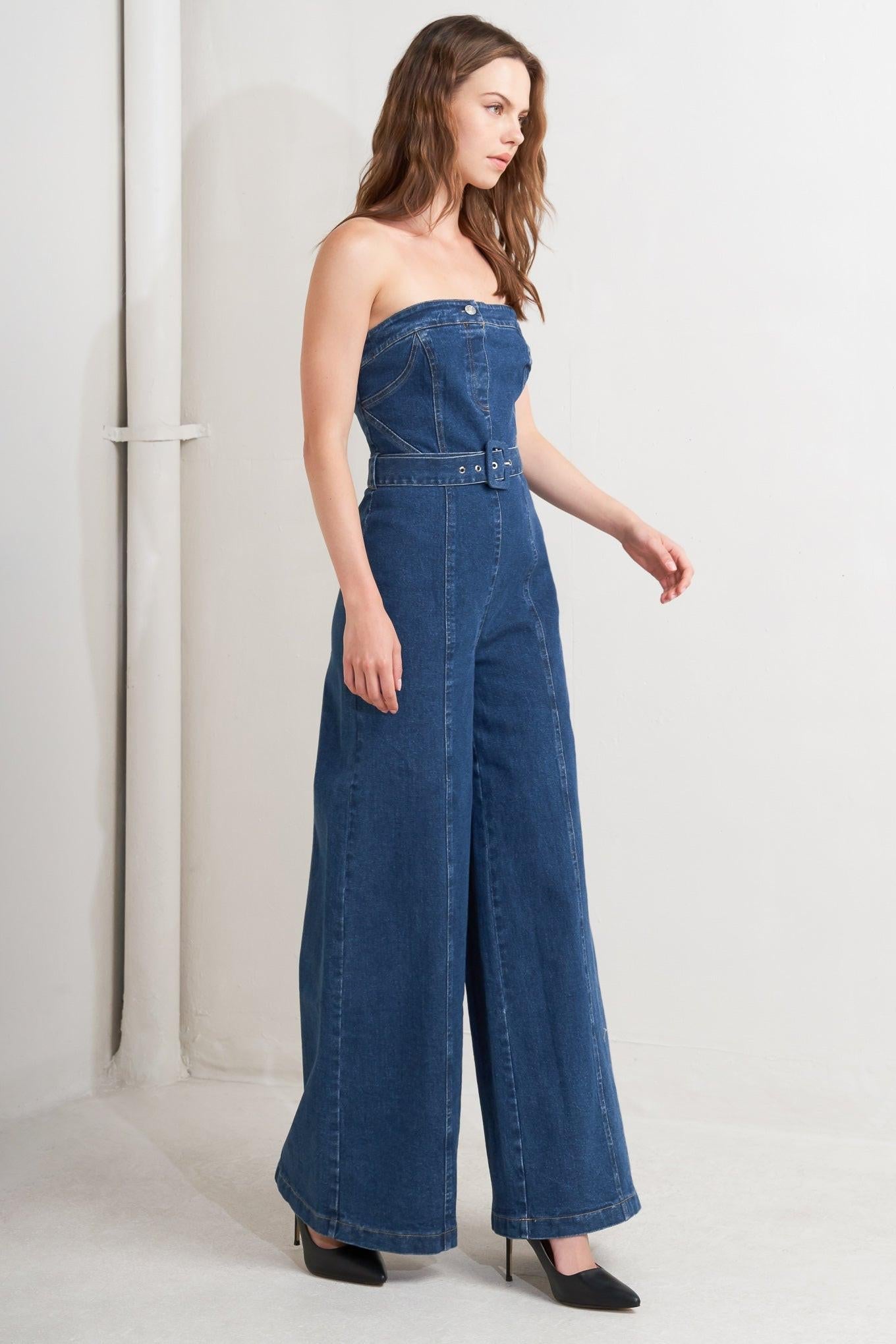 Retro Dive Denim Jumpsuit in medium, view 5 — Soul Flow Apparel