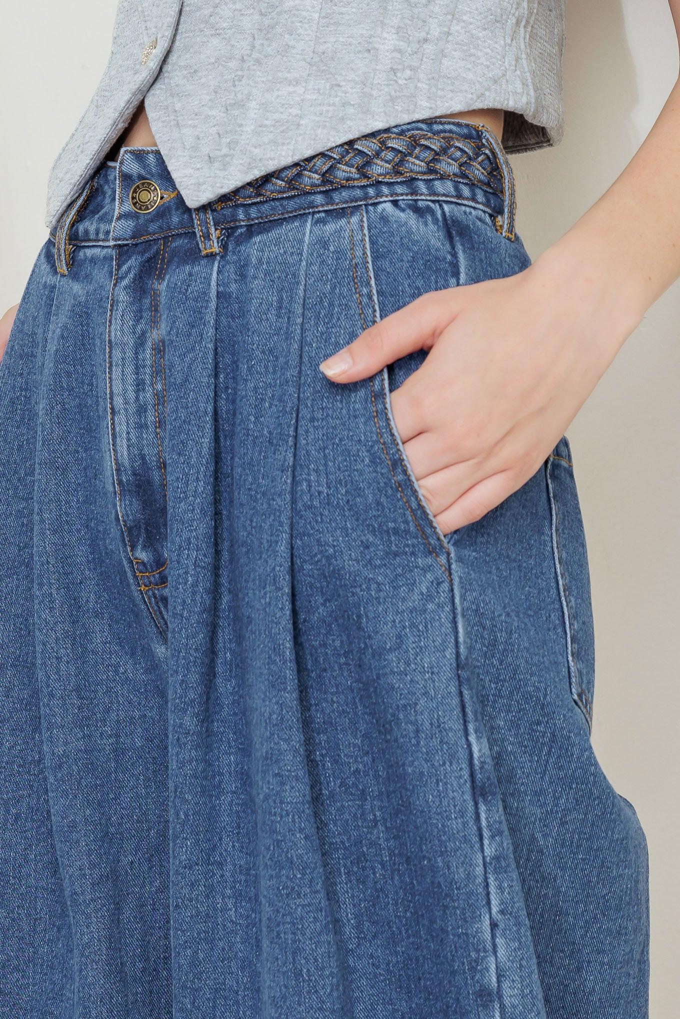 Western Rivet Denim Pants in blue, view 2 — Soul Flow Apparel