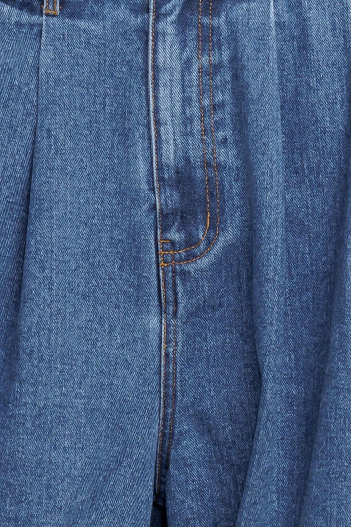 Western Rivet Denim Pants in blue, fabric swatch — Soul Flow Apparel