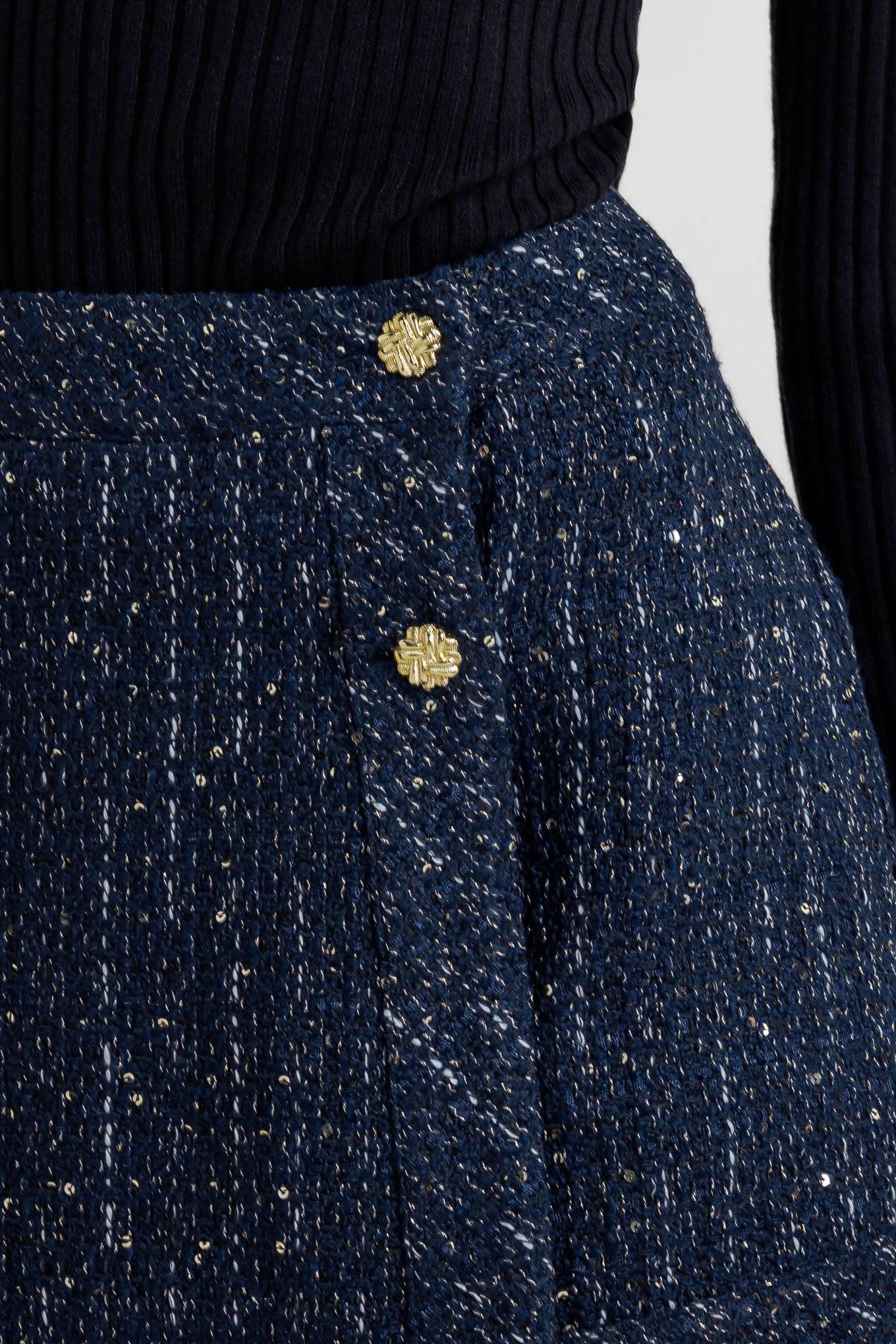 Parisian Navy Tweed Skort, view 4 — Soul Flow Apparel