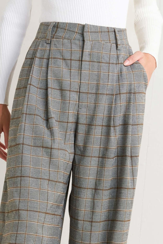 New Age Woven Plaid Pants in brown black, view 4 — Soul Flow Apparel