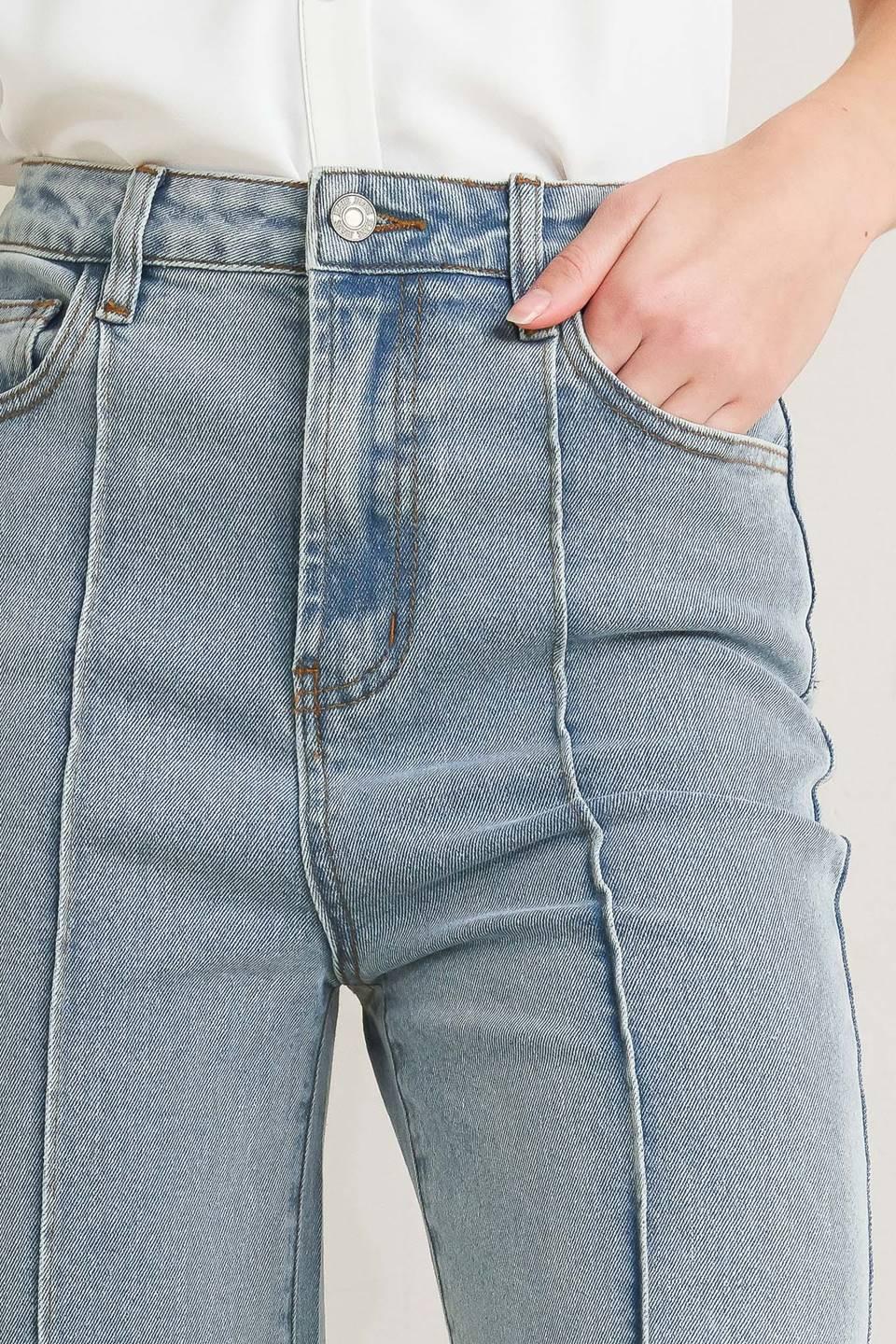 Modern Neutral Denim Pants in light, view 3 — Soul Flow Apparel