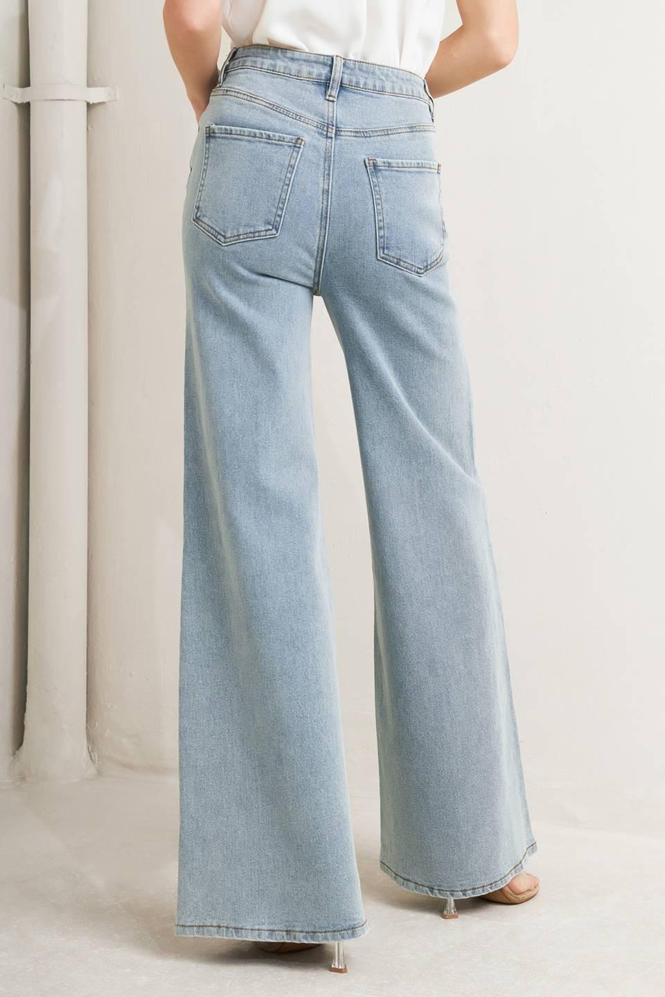 Modern Neutral Denim Pants in light, view 7 — Soul Flow Apparel