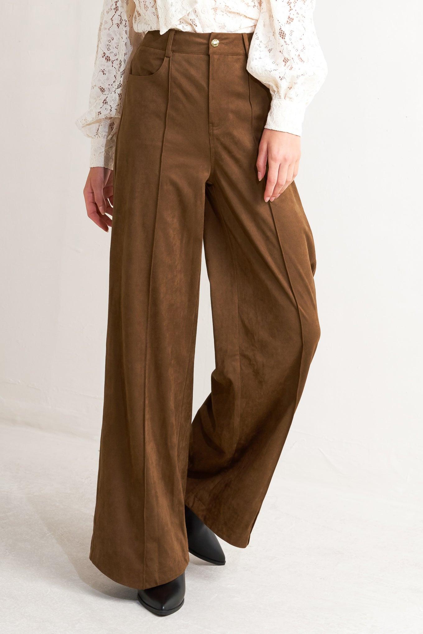 Brown Sugar Faux Suede Pants, view 1 — Soul Flow Apparel