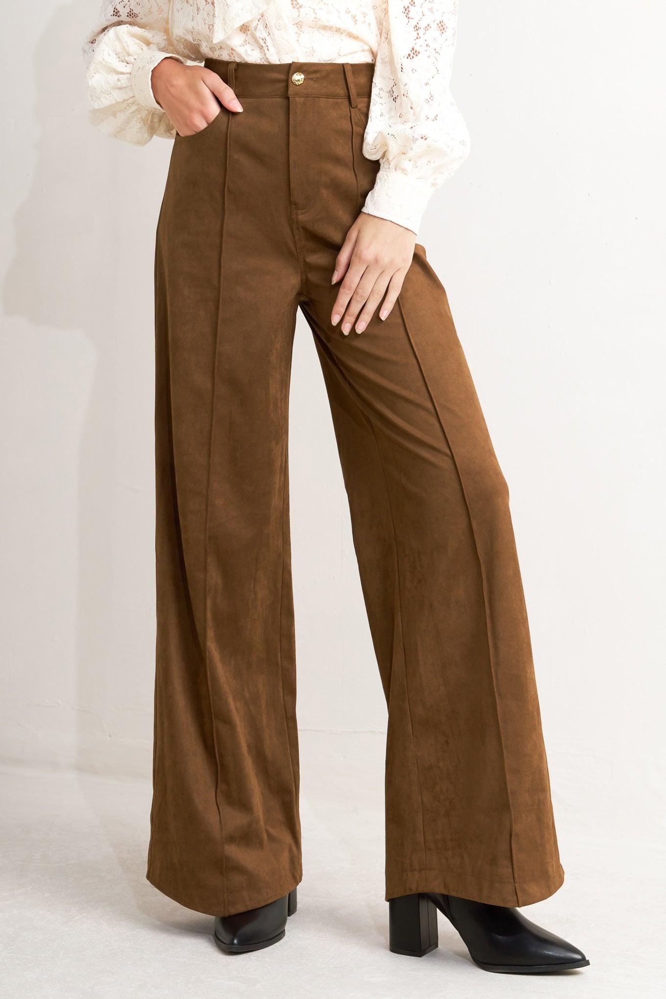 Brown Sugar Faux Suede Pants, view 4 — Soul Flow Apparel