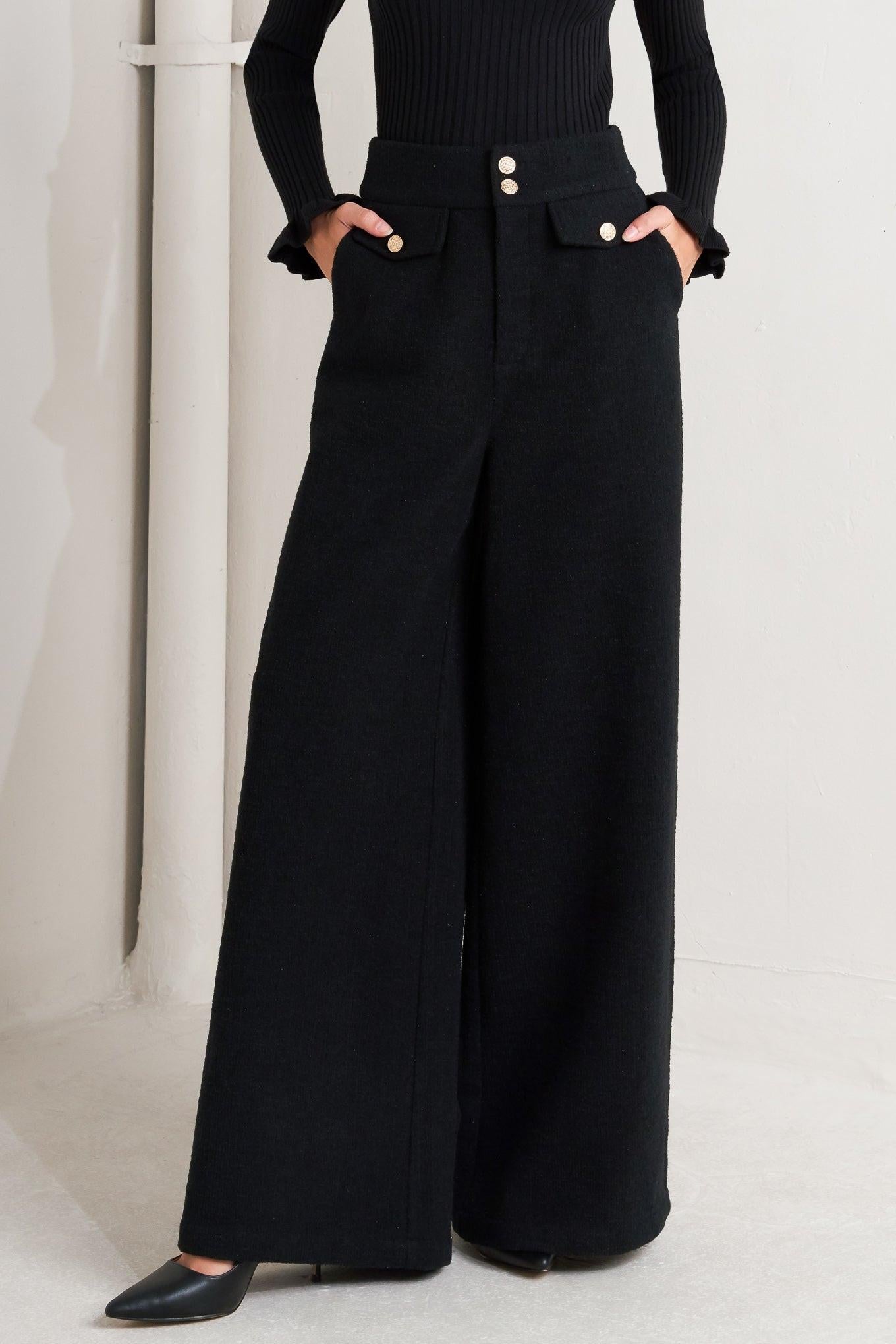 Prestige Volume Black Woven Pants, view 1 — Soul Flow Apparel